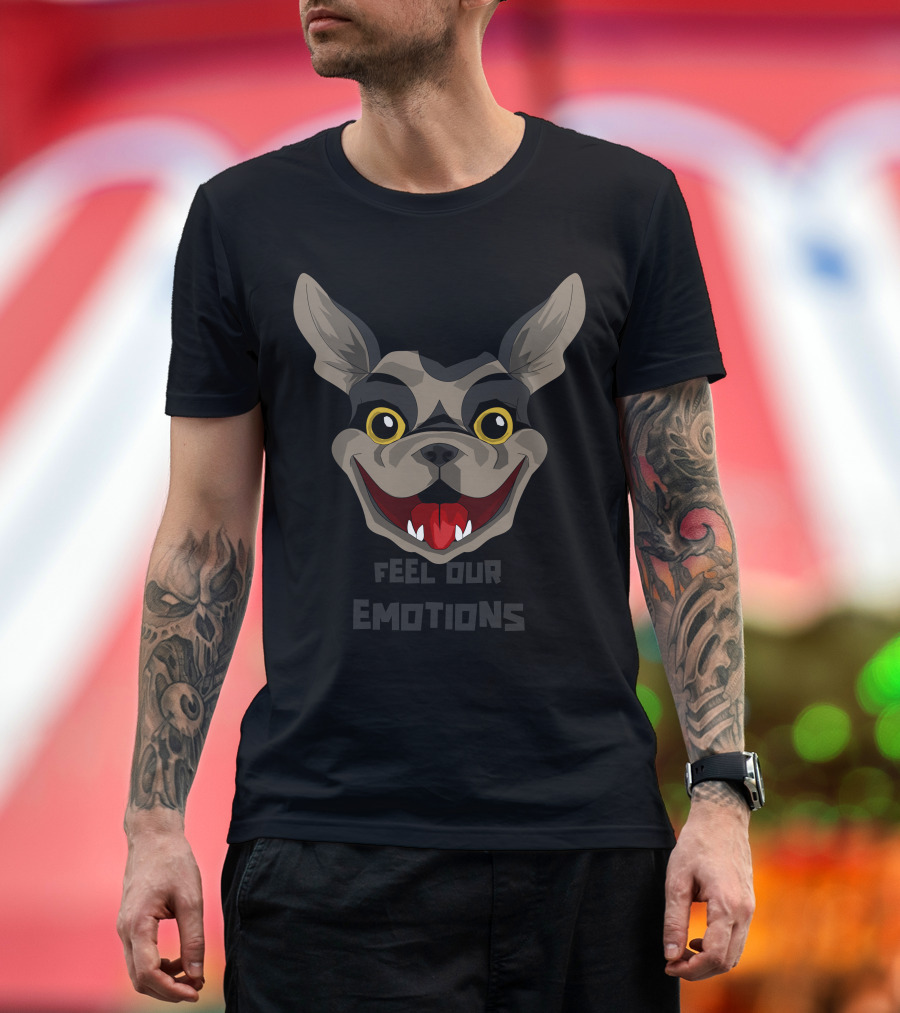 Feel Our Emotions Creepy Cartoon Dog Face T-Shirt