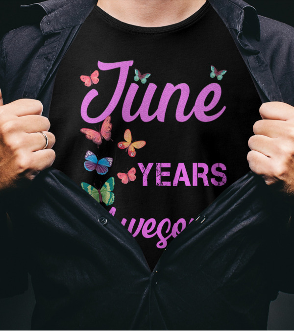 Made In June 1960 Years 60 Of Being Awesome Butterflies T-Shirt