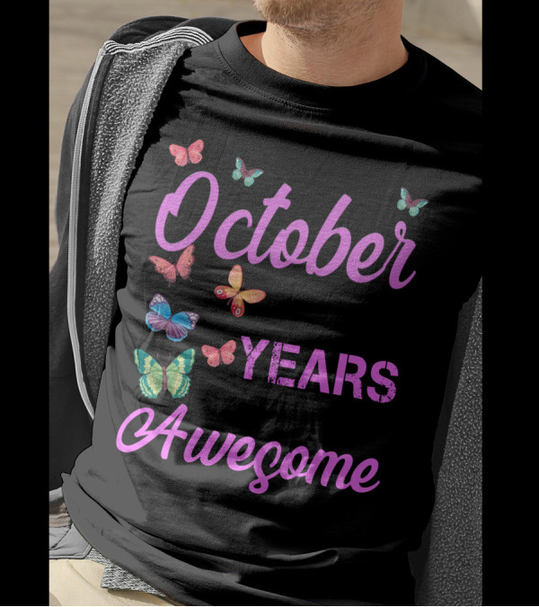 Made In October 1960 Years 60 Of Being Awesome Butterfly T-Shirt