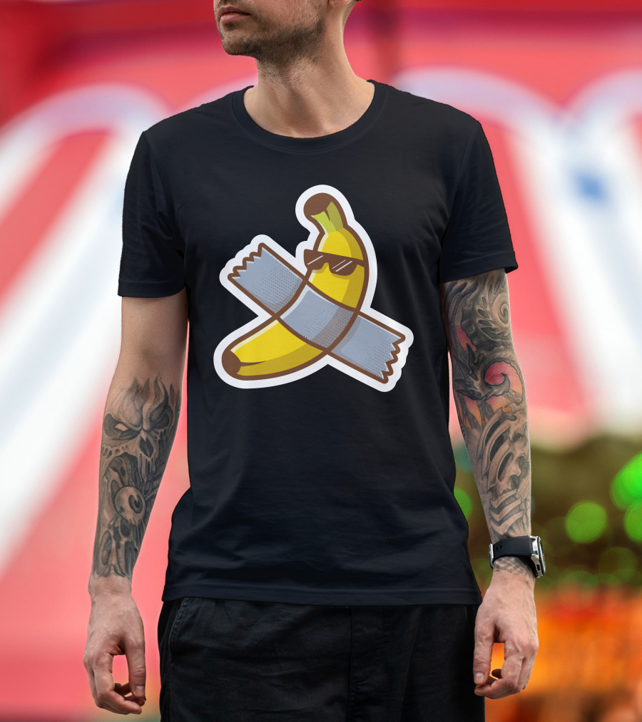 Banana with Sunglasses Duct-Taped Sticker T-Shirt