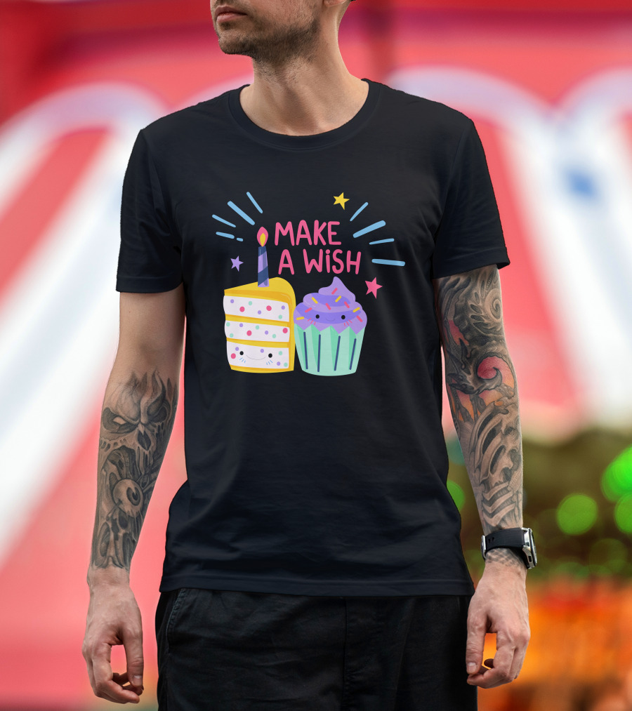 Make A Wish Birthday Cake and Cupcake T-Shirt