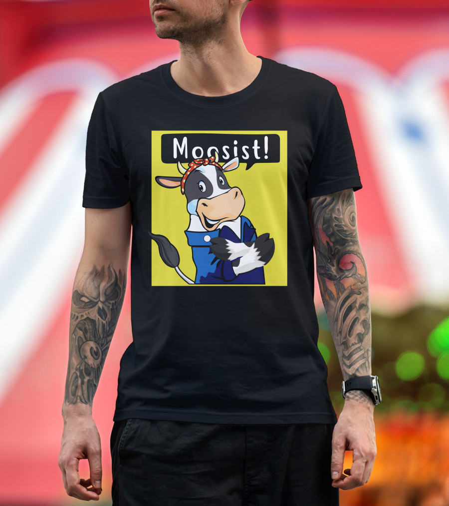 Moosist Cow with Bandana - Fun Cartoony Character T-Shirt