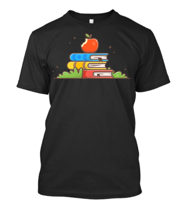 Apple On Colorful Books Stack Vintage School T-Shirt