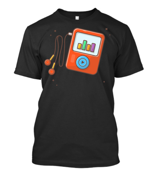 Audio Music Player Earphone Notes Portable Media Player Play Icon T-Shirt