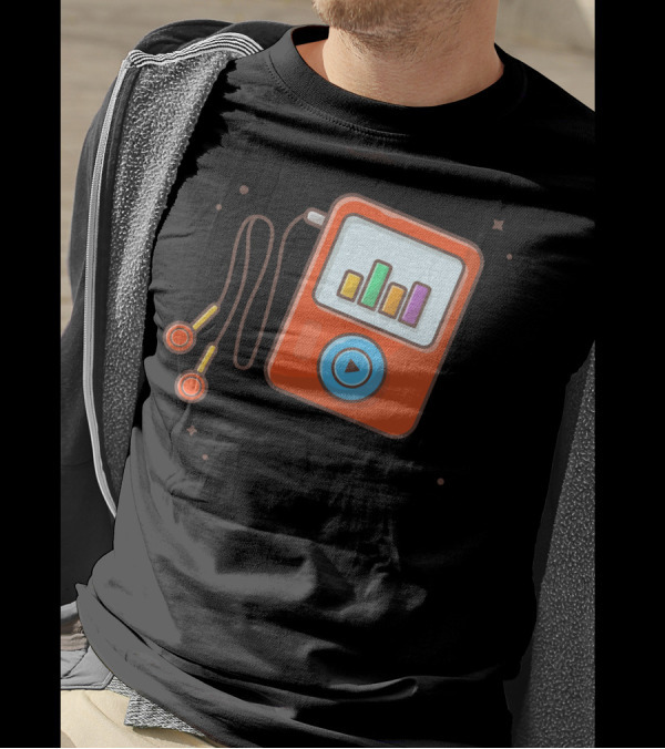 Audio Music Player Earphone Notes Portable Media Player Play Icon T-Shirt