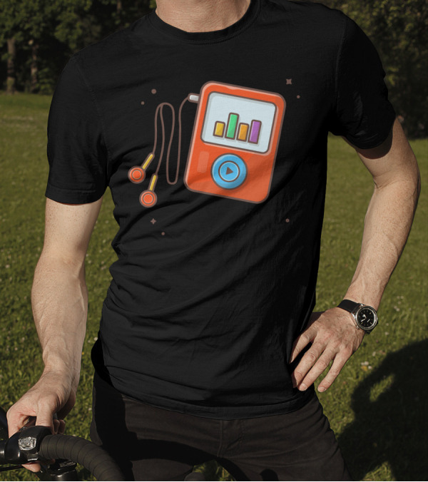 Audio Music Player Earphone Notes Portable Media Player Play Icon T-Shirt