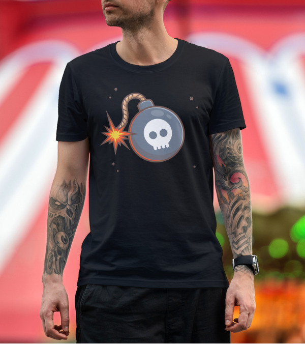 Premium T-Shirt: Skull and Fuse Bomb Explosion T-Shirt Skull and Fuse Bomb Explosion T-Shirt