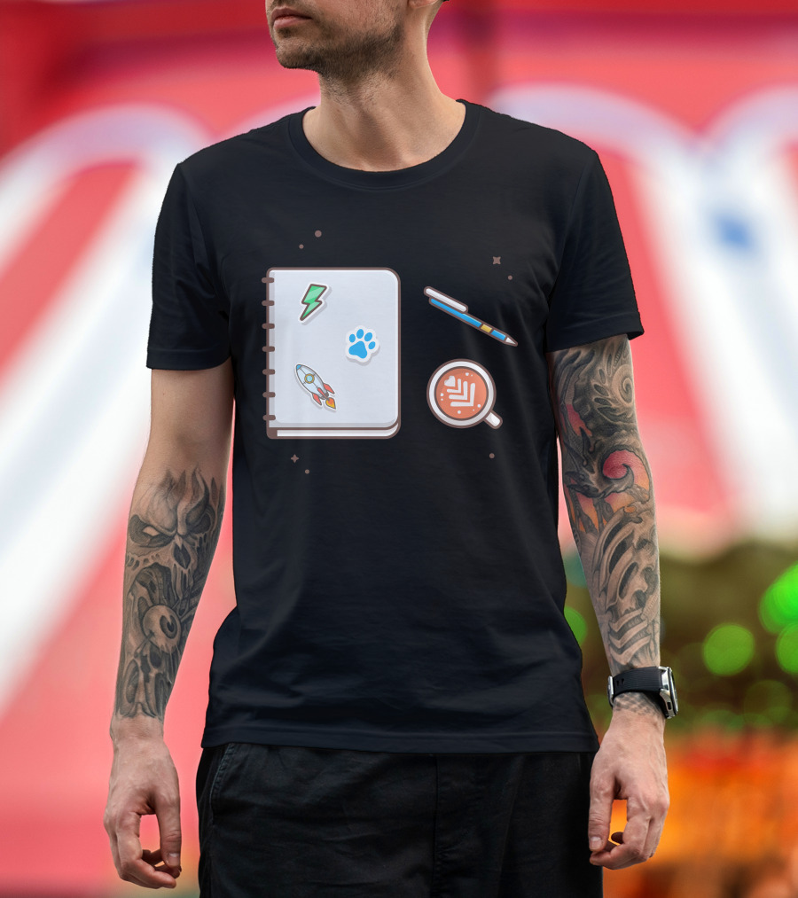 Rocket Paw Lightning Notebook Pen Coffee T-Shirt