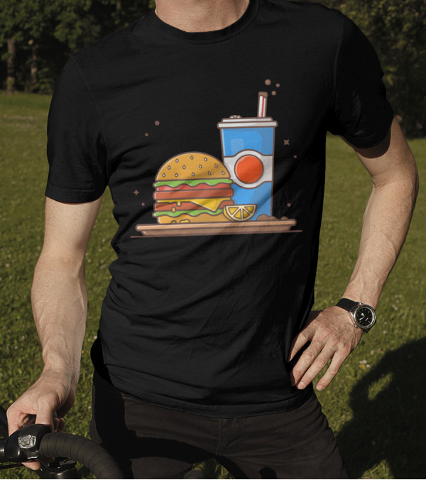 Burger And Soda With Lemon Slice T-Shirt