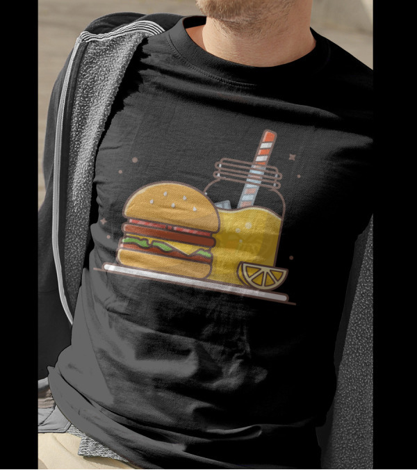 Burger And Lemonade With Ice Jar And Slice T-Shirt