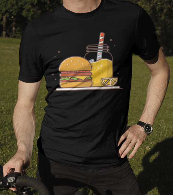 Burger And Lemonade With Ice Jar And Slice T-Shirt