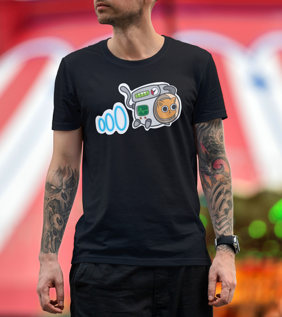 Cat Kitten Astronaut Cartoon Space Suit with Boosters T-Shirt