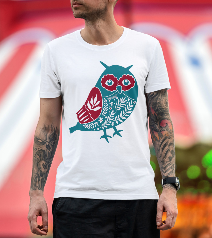 Owl Floral Nature Folk T-Shirt