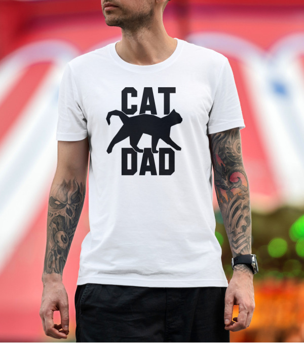 Premium T-Shirt: Cat Dad Walking T-Shirt Cat Dad Walking T-Shirt