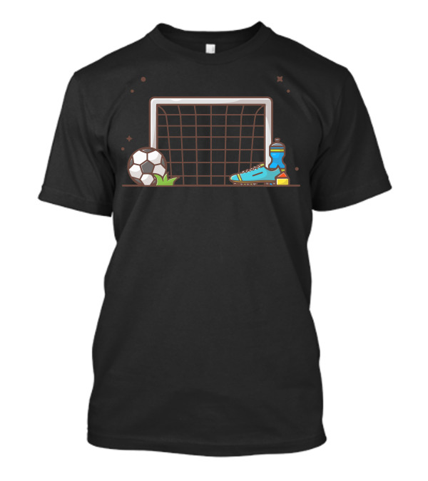 Goal Net Soccer Ball Cleat And Mineral Water T-Shirt