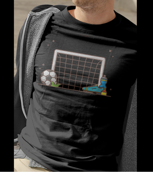 Goal Net Soccer Ball Cleat And Mineral Water T-Shirt