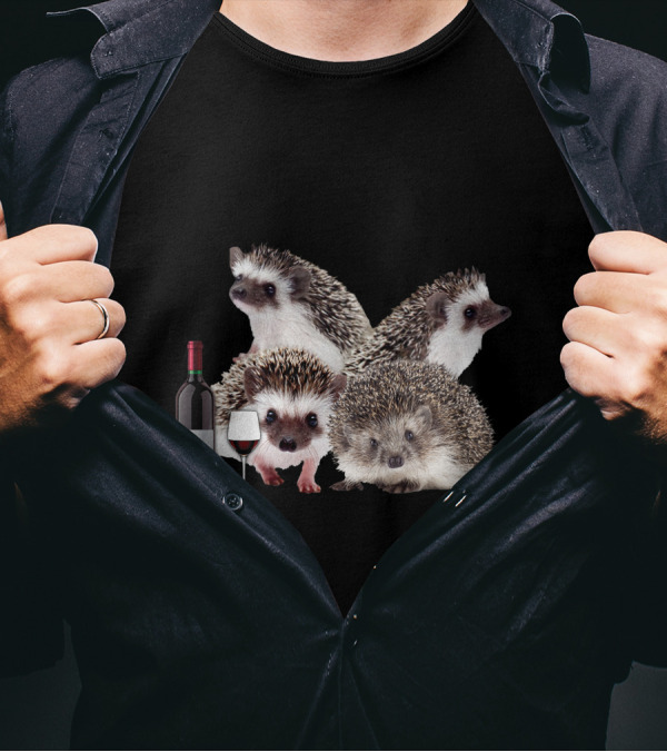A Woman Cannot Survive On Wine Alone She Also Needs Hedgehogs With Wine Bottle And Glass T-Shirt