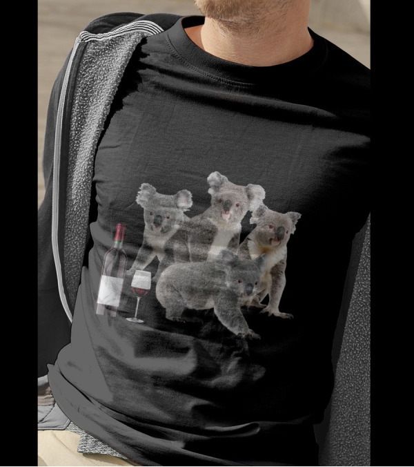 A Woman Cannot Survive On Wine Alone She Also Needs Koalas With Wine Bottle And Glass T-Shirt