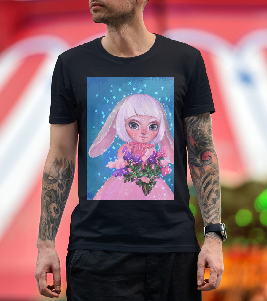 April Rabbit Pastel Bouquet Fantasy T-Shirt