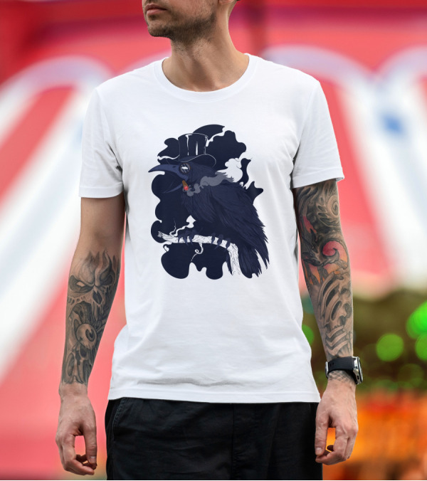 Premium T-Shirt: Gentlecrow Smoking Cigar with Top Hat and Goggles T-Shirt Gentlecrow Smoking Cigar with Top Hat and Goggles T-Shirt
