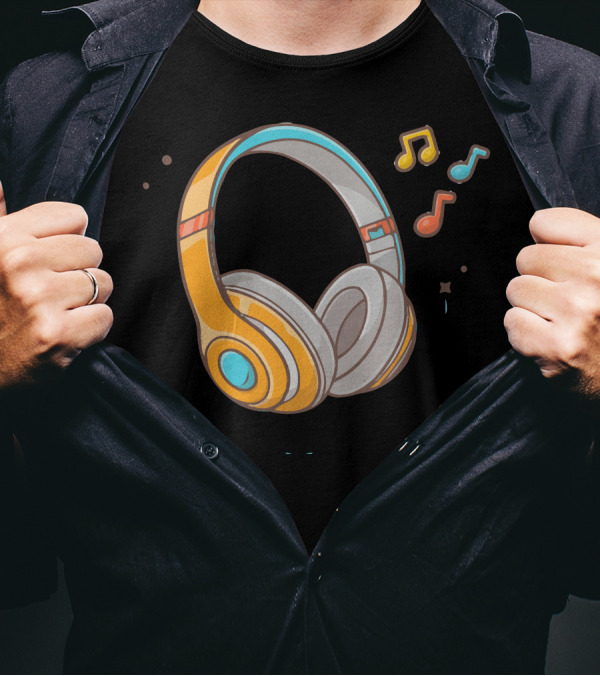 Headphone Listening Music Notes Tune T-Shirt