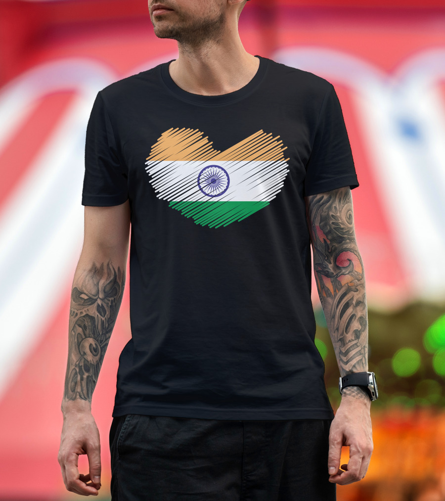 Indian Flag Heart Shape T-Shirt