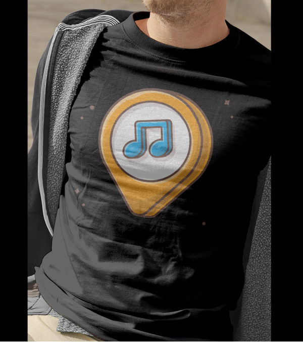 Music Location Note Icon With Musical T-Shirt