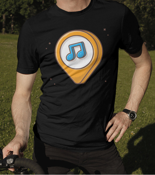 Music Location Note Icon With Musical T-Shirt