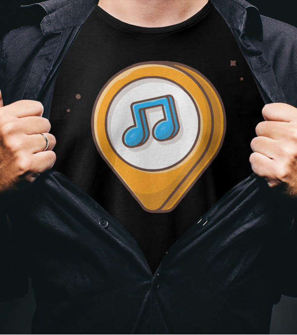 Music Location Note Icon With Musical T-Shirt