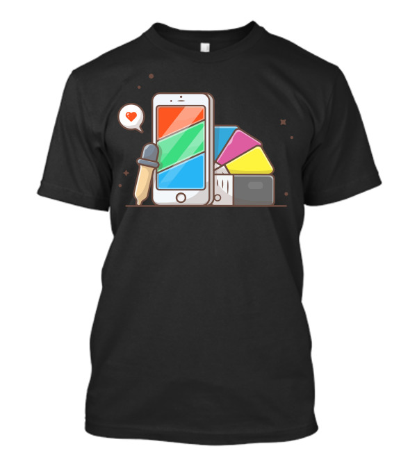 Phone RGB CMYK Palette With Heart Icon And Color Dropper Tool T-Shirt