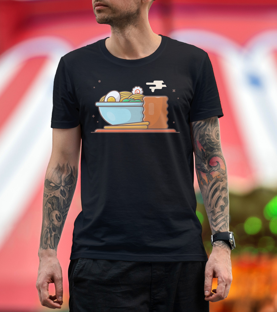 Ramen Bowl With Boiled Egg and Steaming Drink T-Shirt