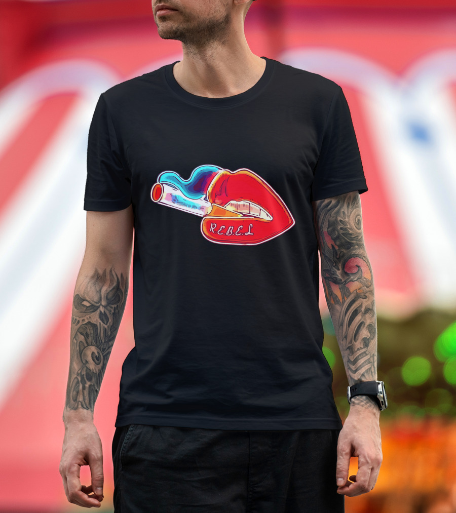 Rebel Lips Smoking Pop T-Shirt