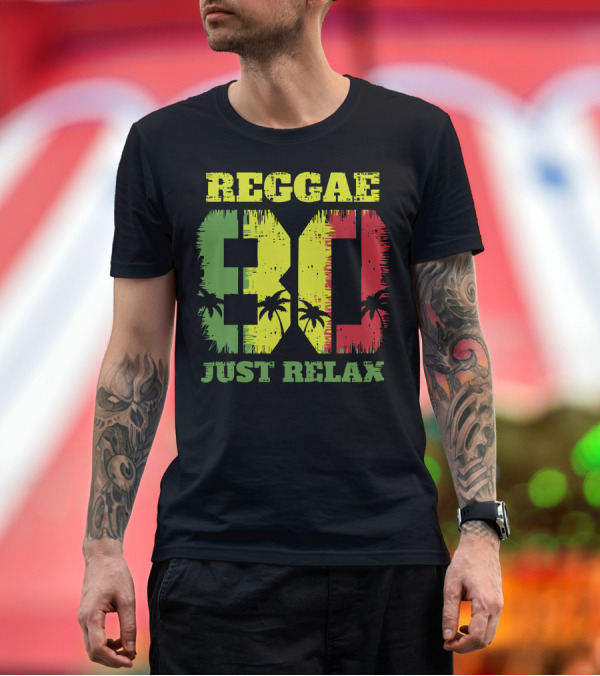 Premium T-Shirt: Reggae Just Relax 80s Palm Tree Vibes T-Shirt Reggae Just Relax 80s Palm Tree Vibes T-Shirt