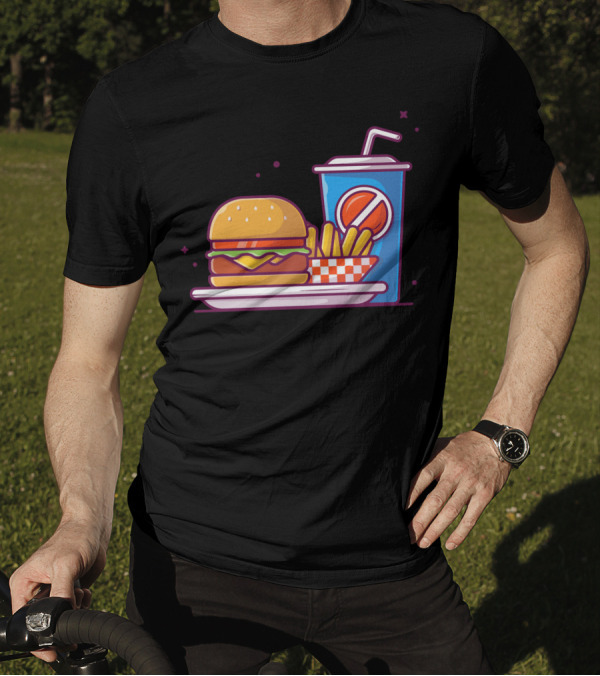 Tasty Combo Menu Cheese Burger French Fries Soda T-Shirt