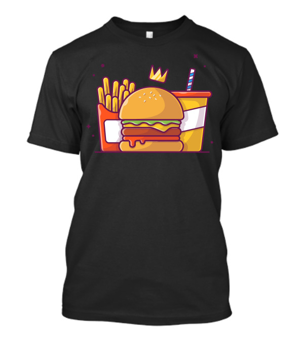Tasty Combo Cheese Burger Crown French Fries Soda T-Shirt
