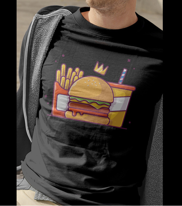 Tasty Combo Cheese Burger Crown French Fries Soda T-Shirt