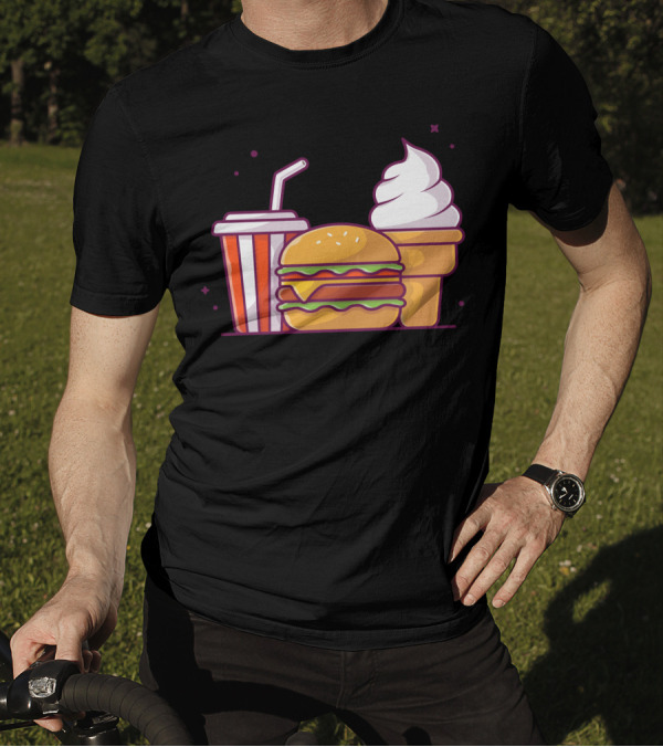 Cheese Burger Soda Ice Cream Combo Menu Delight T-Shirt