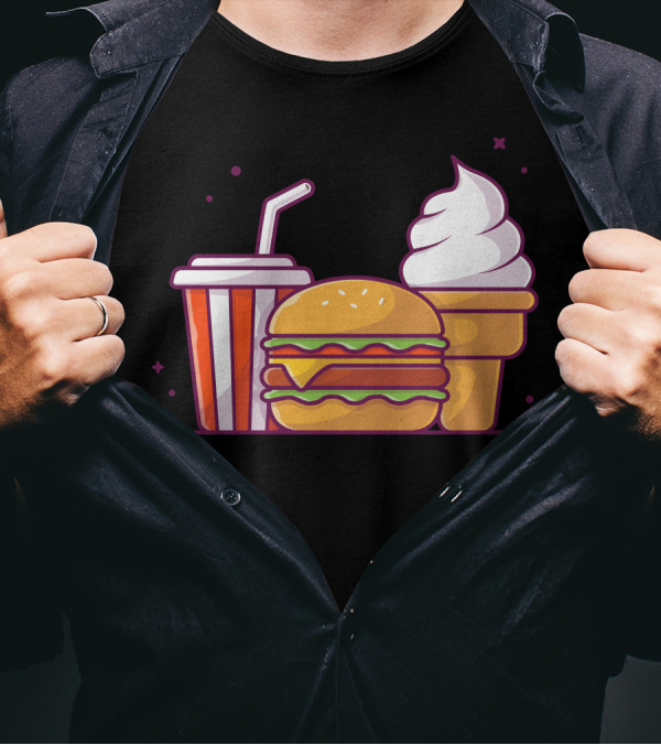 Cheese Burger Soda Ice Cream Combo Menu Delight T-Shirt