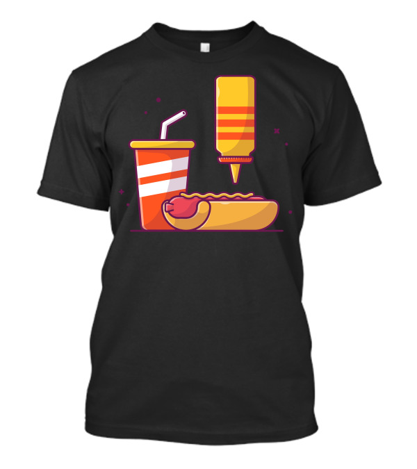 Tasty Combo Menu Hotdog With Mustard And Soda Drink T-Shirt