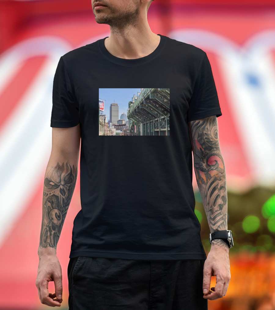 Fenway Park View Behind The Green Monster Boston Landmark Scene T-Shirt
