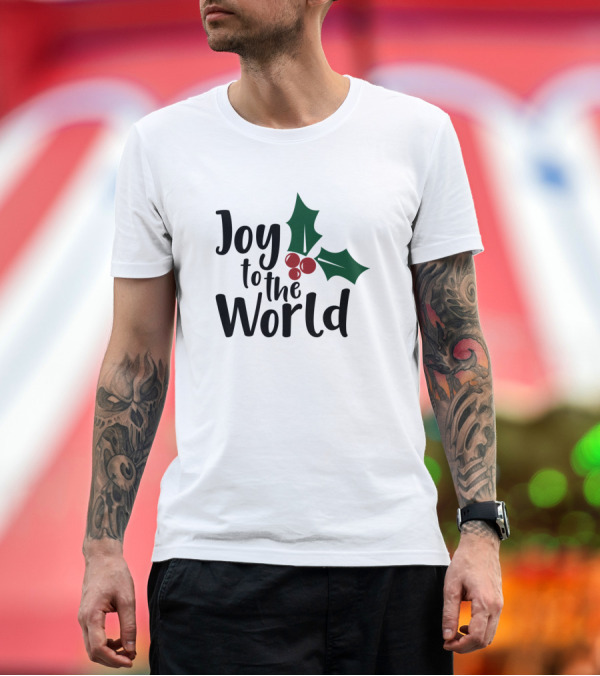 Premium T-Shirt: Joy to the World Holly Berry Christmas T-Shirt Joy to the World Holly Berry Christmas T-Shirt