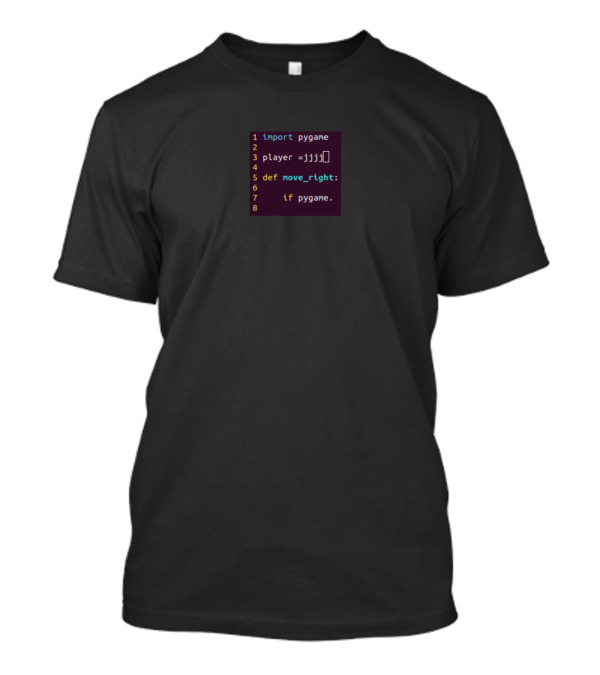 Vim Beginner Import Pygame Player Def Move Right Code Line Text T-Shirt