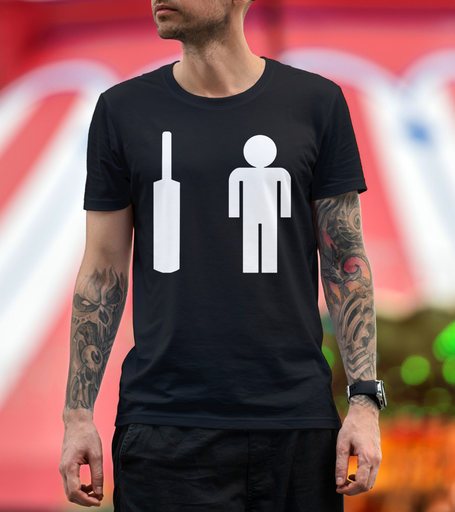 Bat Man Cricket Stick Figure T-Shirt