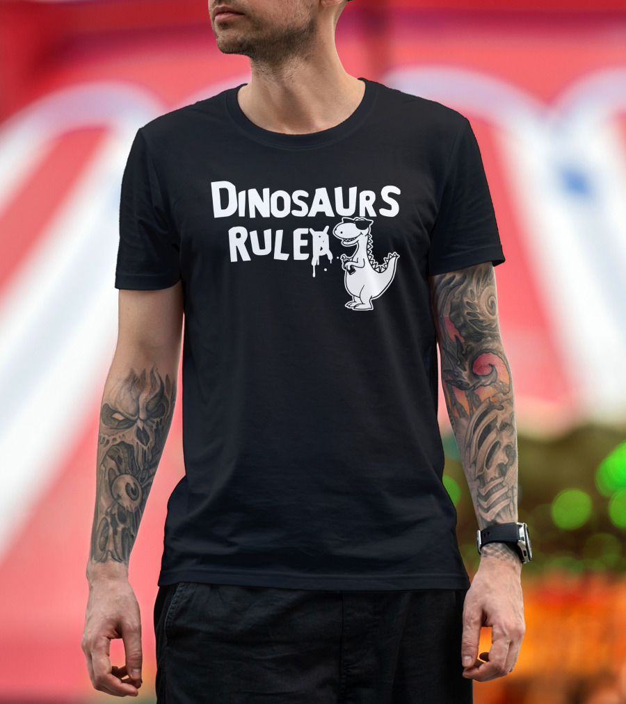 Dinosaurs Ruled Cartoon T-Rex with Sunglasses T-Shirt