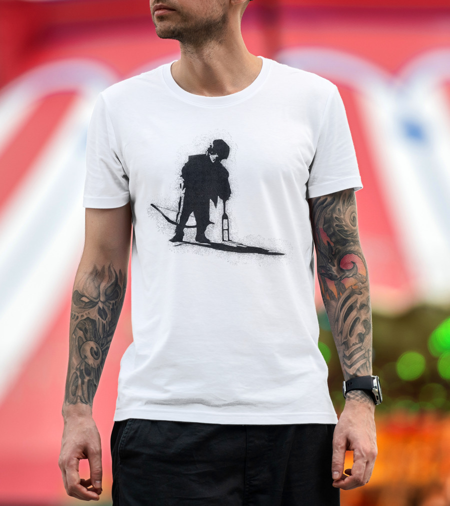 Dark Crossbow Figure with Beer Bottle T-Shirt