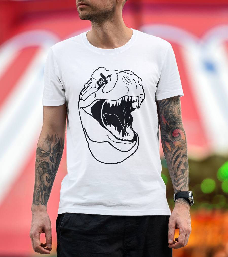 Ask Me About My Rex Dinosaur T-Rex Roaring Face T-Shirt
