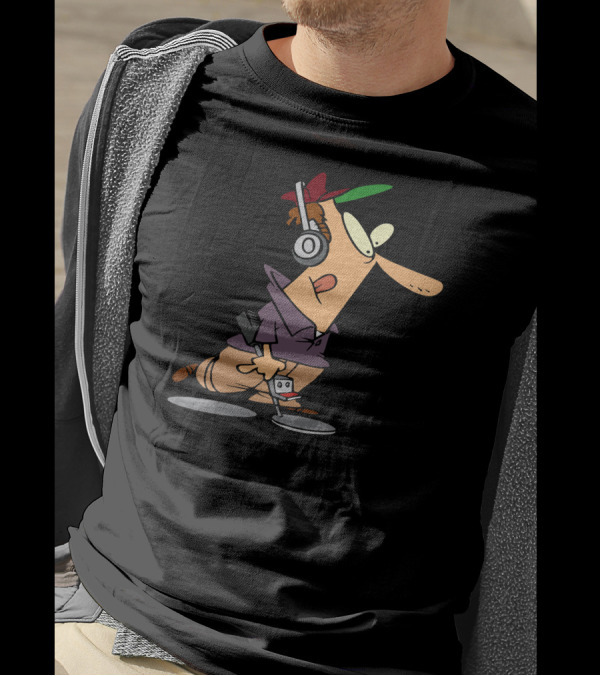 Detecting Is A Way Of Life Cartoon Character With Headphones And Metal Detector T-Shirt