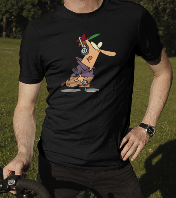 Detecting Is A Way Of Life Cartoon Character With Headphones And Metal Detector T-Shirt