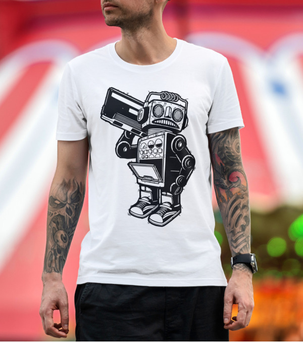 Premium T-Shirt: Dance Robot Boombox Music T-Shirt Dance Robot Boombox Music T-Shirt