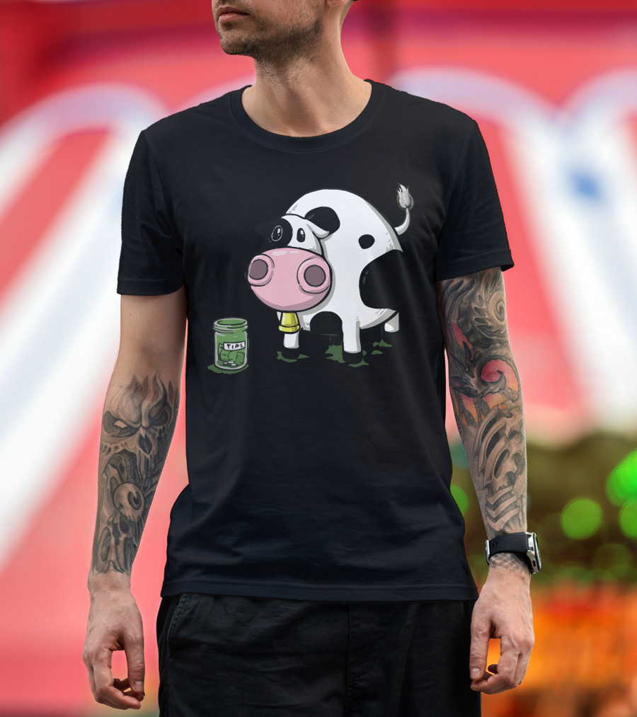Cow Tipping Jars and Cartoon Cow T-Shirt